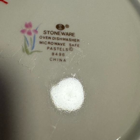 Vintage Iris Dessert Salad Plate "Pastels” by Sango Stoneware Flowers # 8496 - Picture 3 of 5